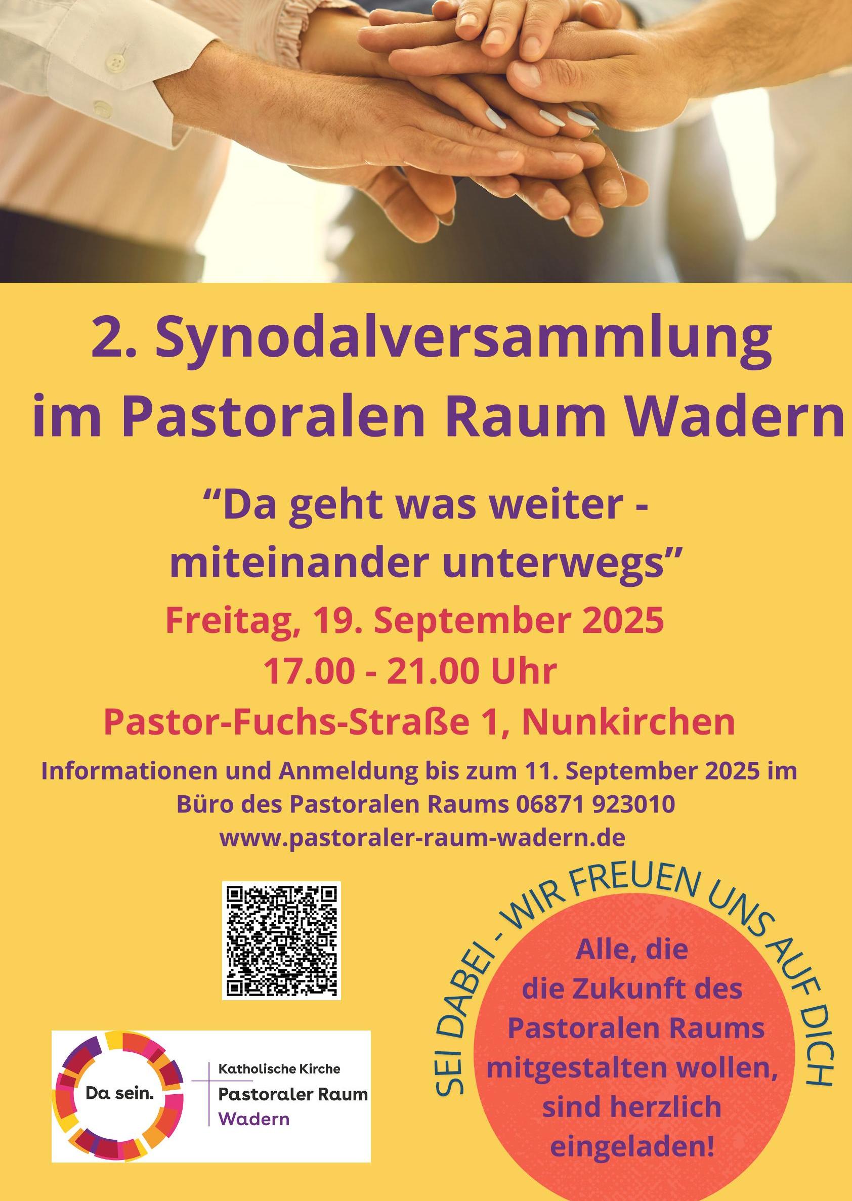 Plakat mit Einladung zur Synodalversammlung am 19.09.25 in Wadern-Nunkirchen
