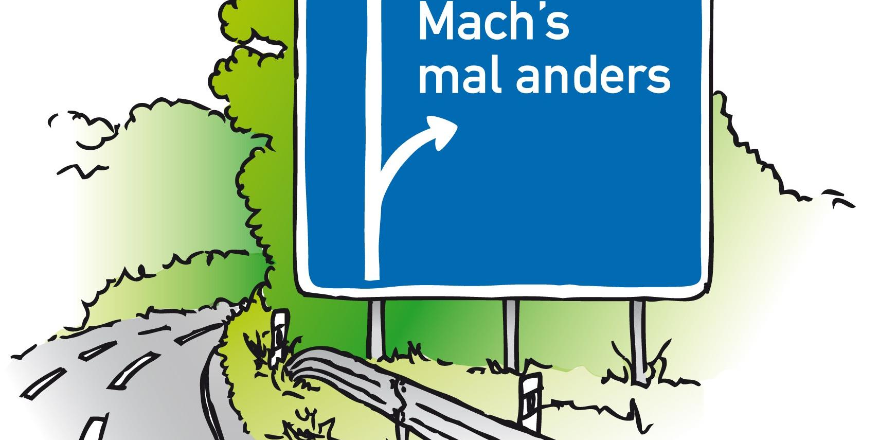 farbige Zeichnung von einer Autobahn mit einer alternativen Abfahrt