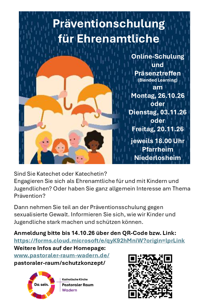Flyer zur Präventionsschulungen Herbst 2026 Flyer mit Schulungsdaten und Infos