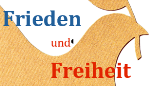 Ein Friedensvogel mit der Aufschrift Frieden und Freiheit
