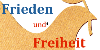 Ein Friedensvogel mit der Aufschrift Frieden und Freiheit