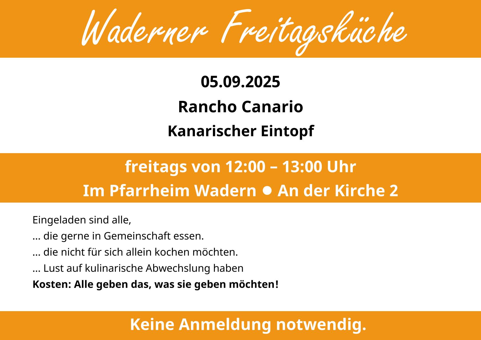 Plakat Freitagsküche 5.09.25