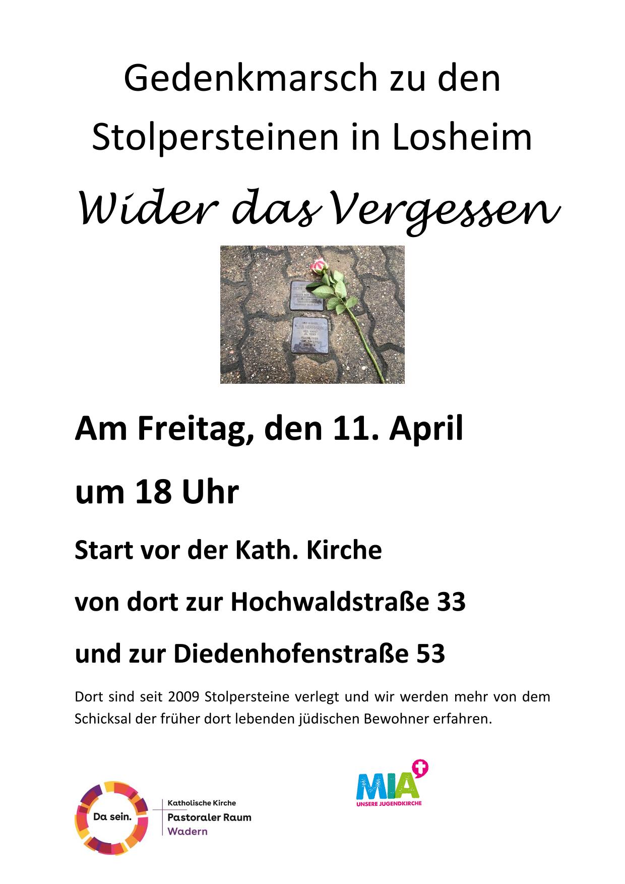 Plakat zum Gedenkmarsch in Losheim 11.04.25