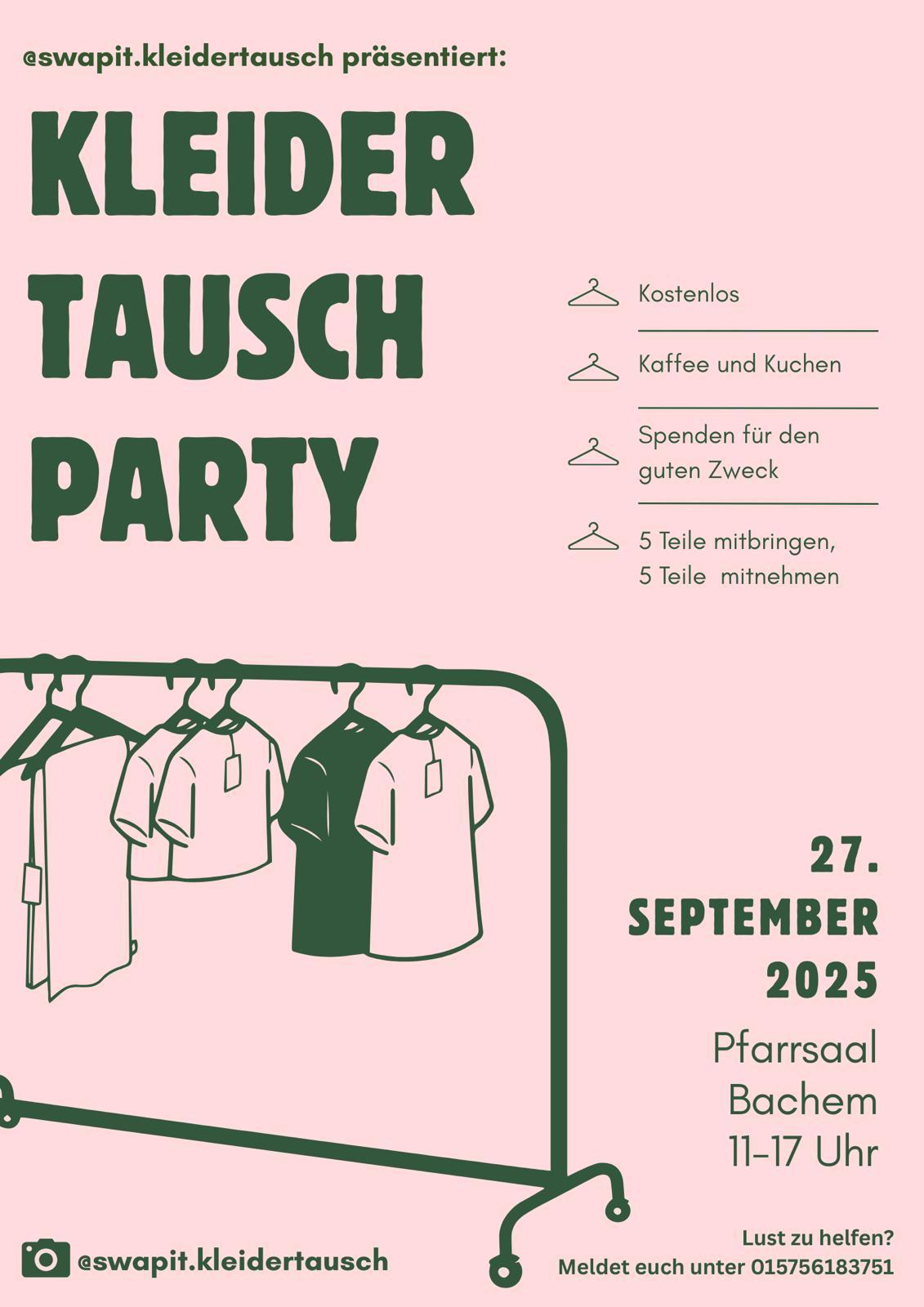 Plakat zur Kleidertauschparty 27.09.25 in Bachem
