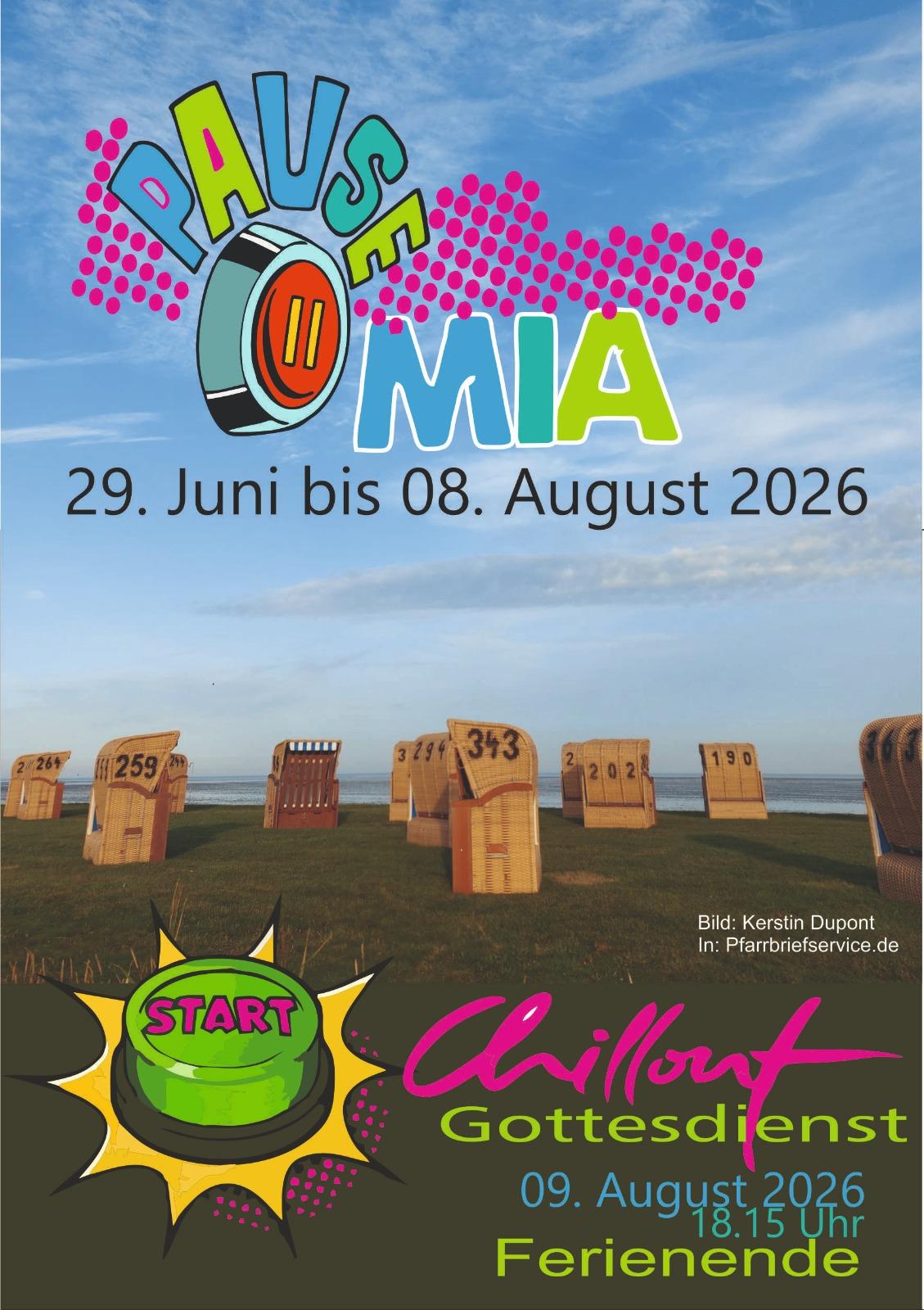 Plakat zur Sommerpause 26 in der Jugendkirche Mia