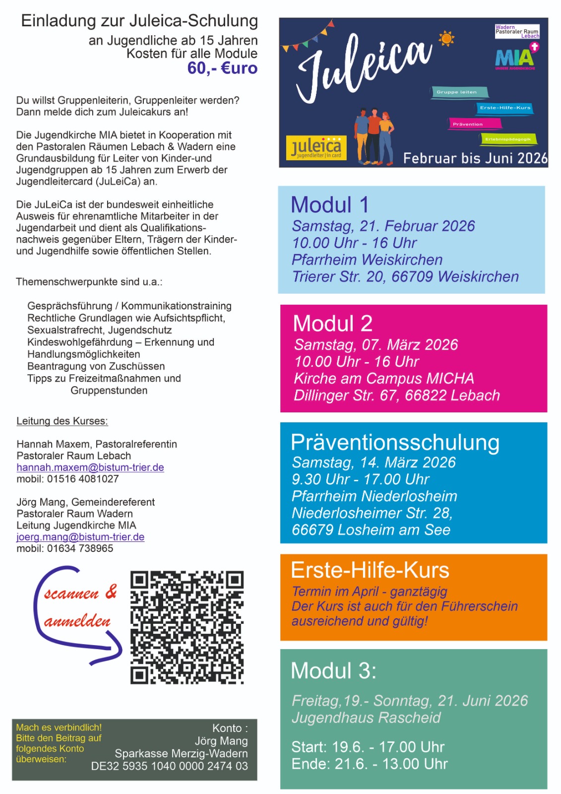 Plakat für den JuLeica Kurs in Wadern und Lebach 26