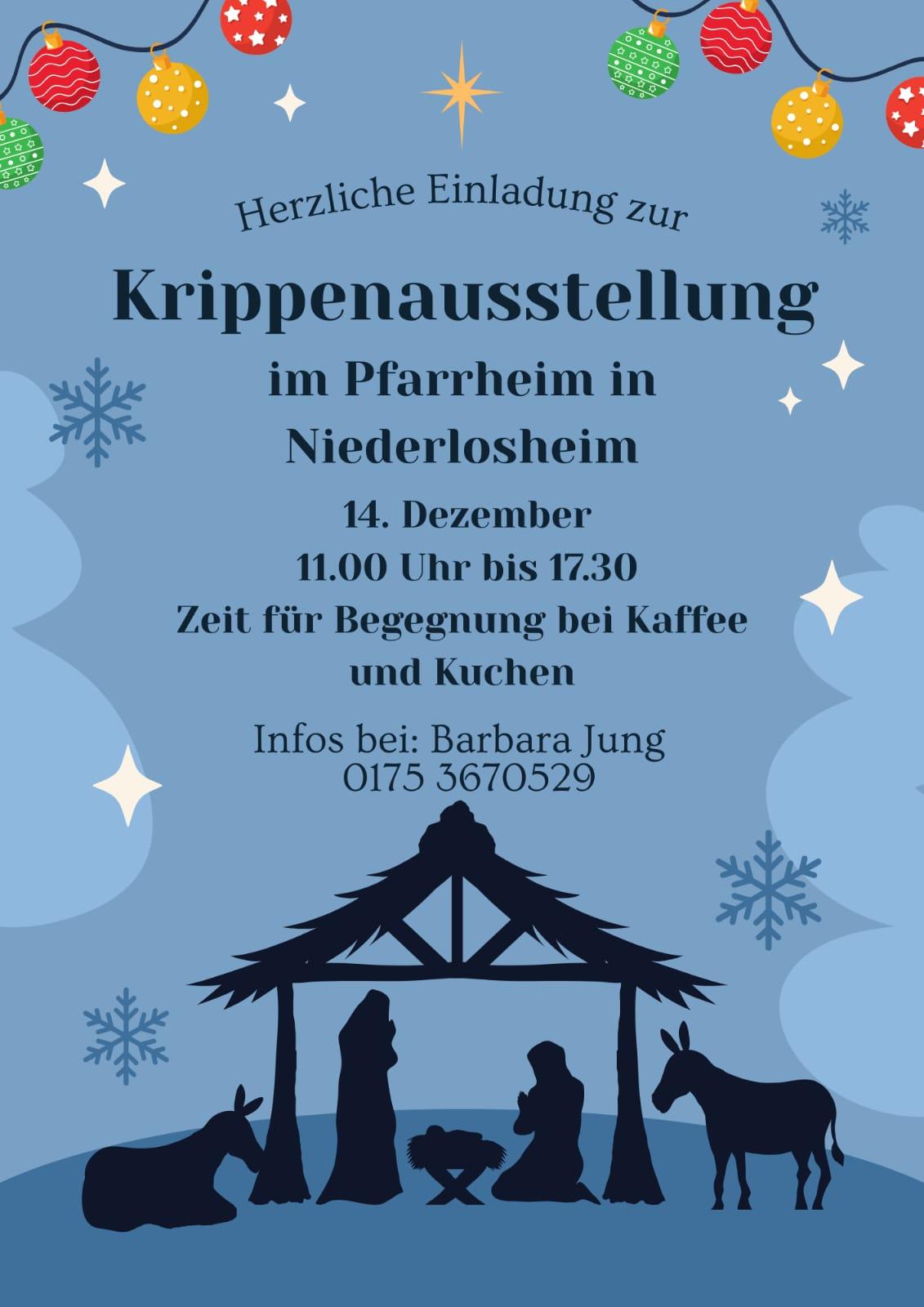 Plakat zur Krippenausstellung am 14.12.25 in Niederlosheim