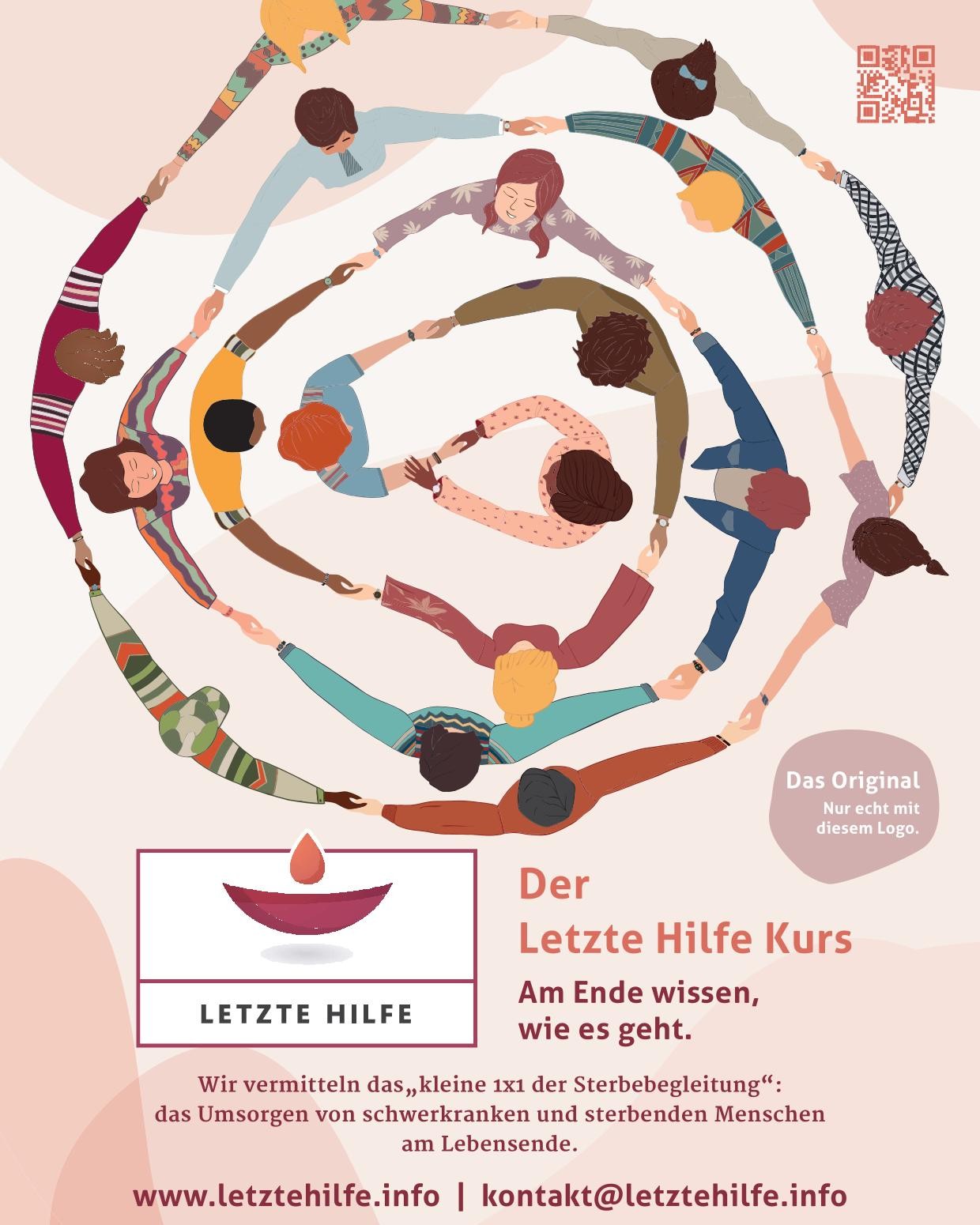 Logo der Initiative 'Letzte Hilfe', Menschen verbinden sich miteinander zu einem Bild