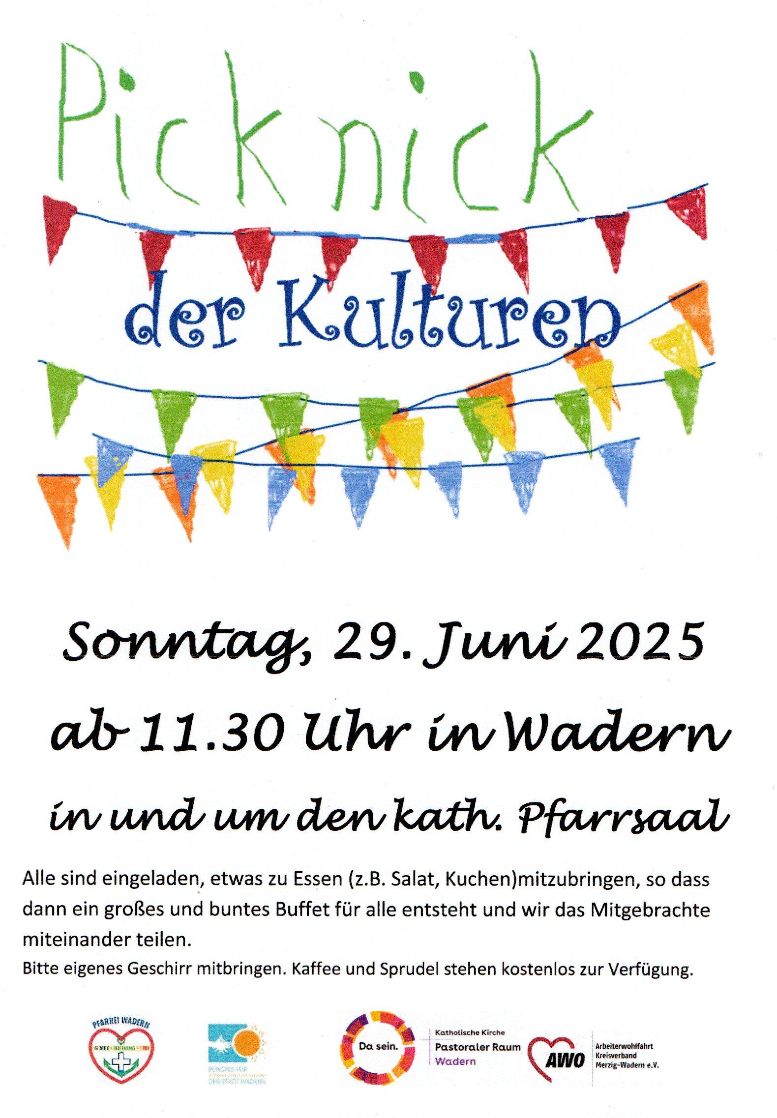 Plakat zum Picknick der Kulturen in Wadern 29. Juni 25