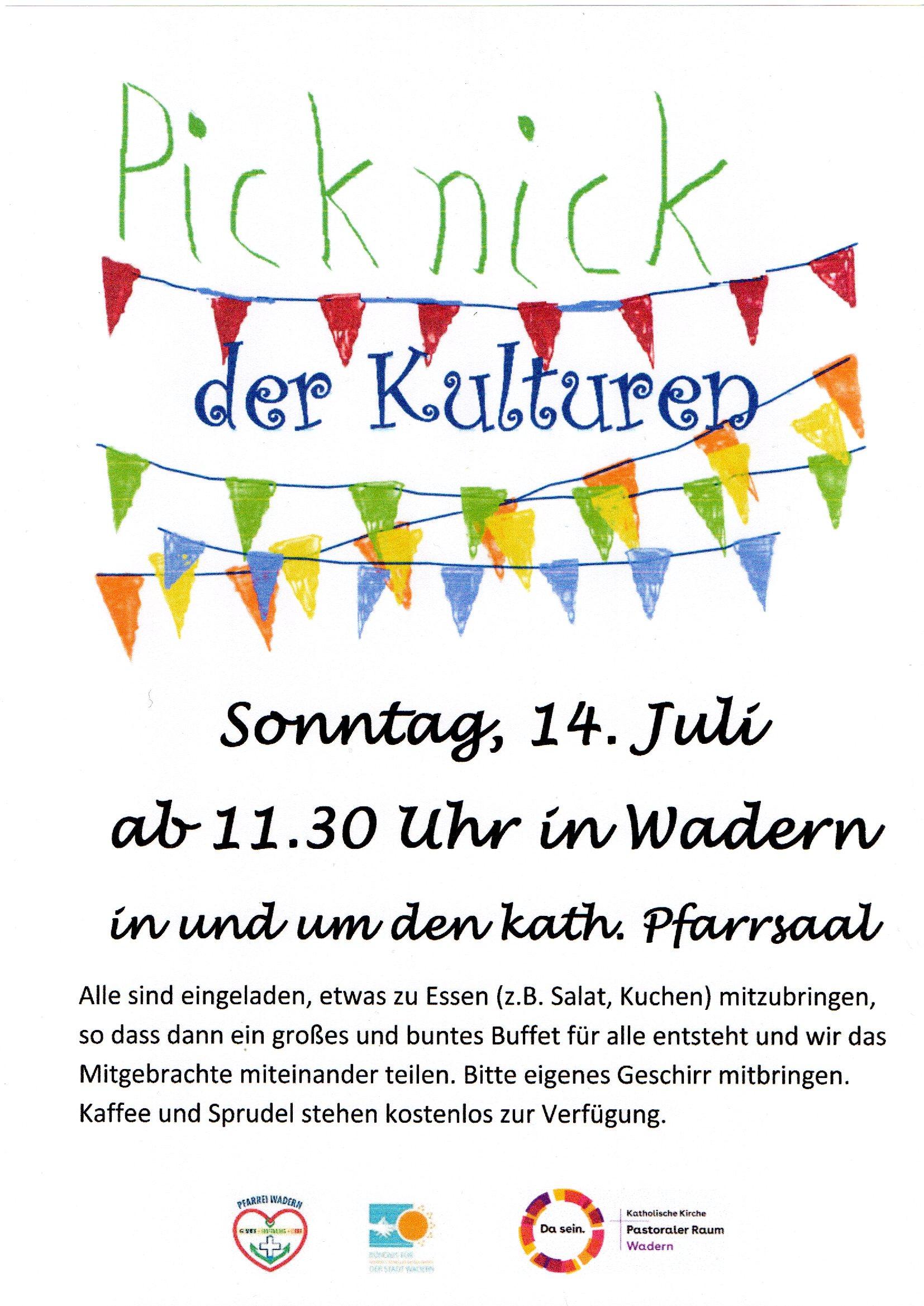 Plakat für das Picknick der Kulturen in Wadern am 14. Juli 2024