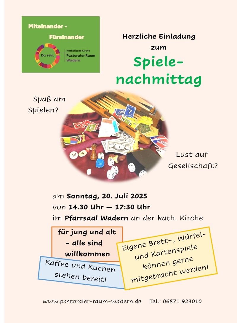 Plakat Spielenachmittag Juli 2025