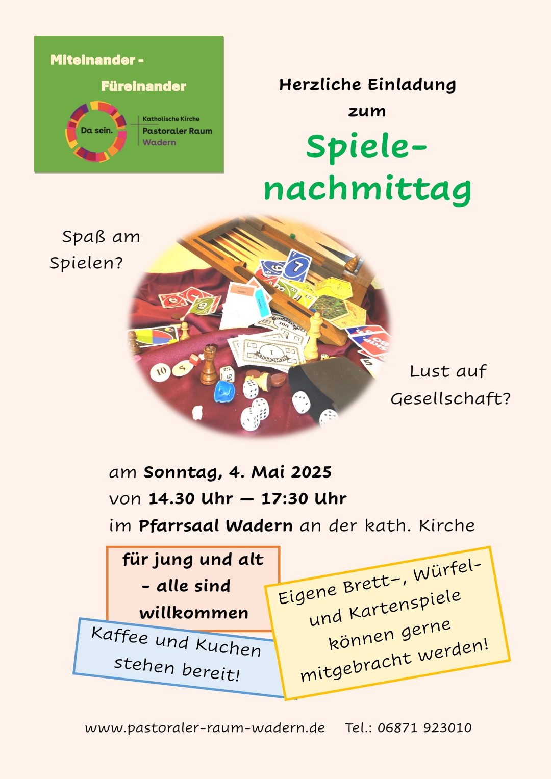 Plakat  zum Spielenachmittag in Wadern Mai 25