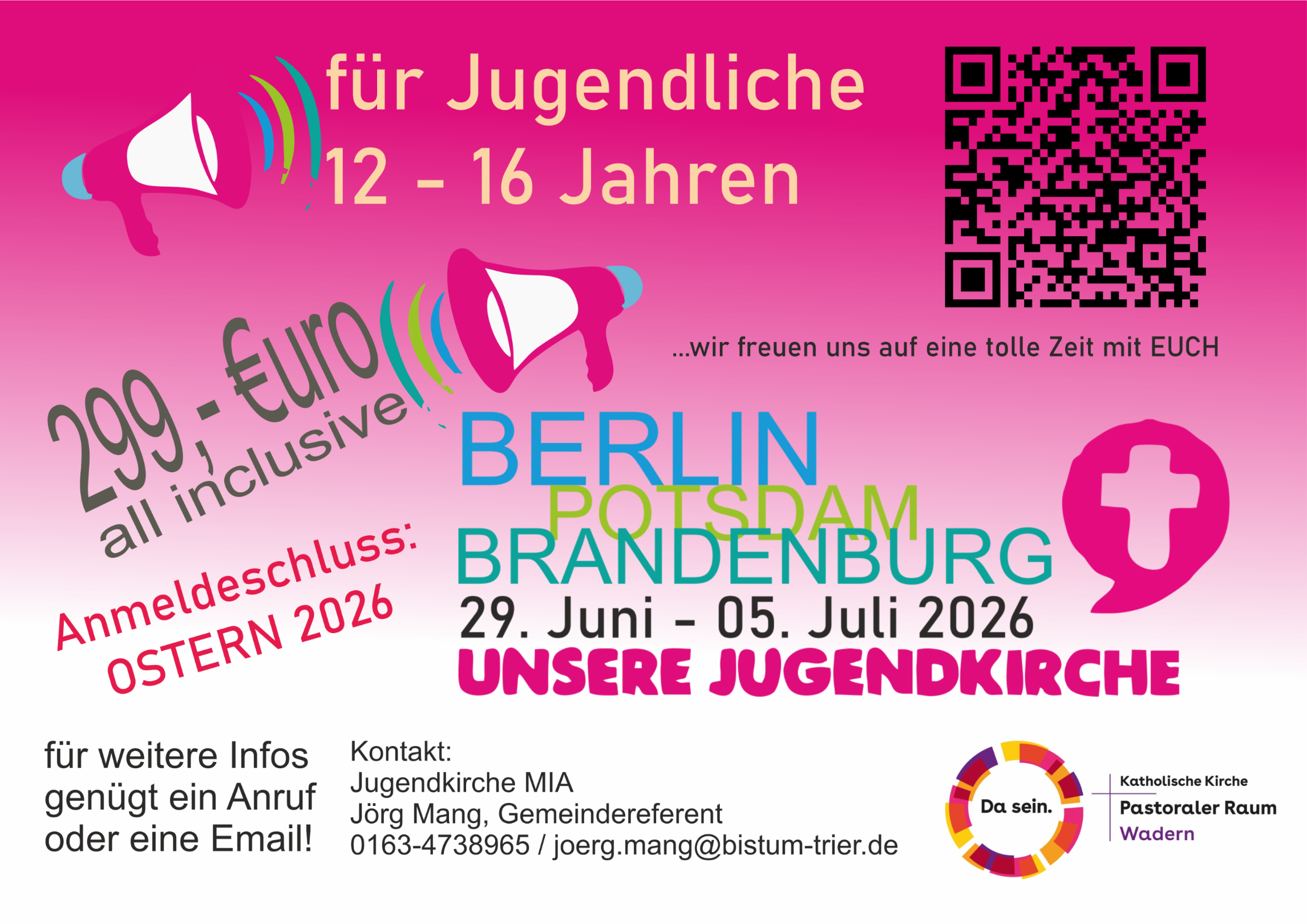 Fyer zur Anmeldung der Freizeit 26 nach Brandenburg der Jugendkirche Mia