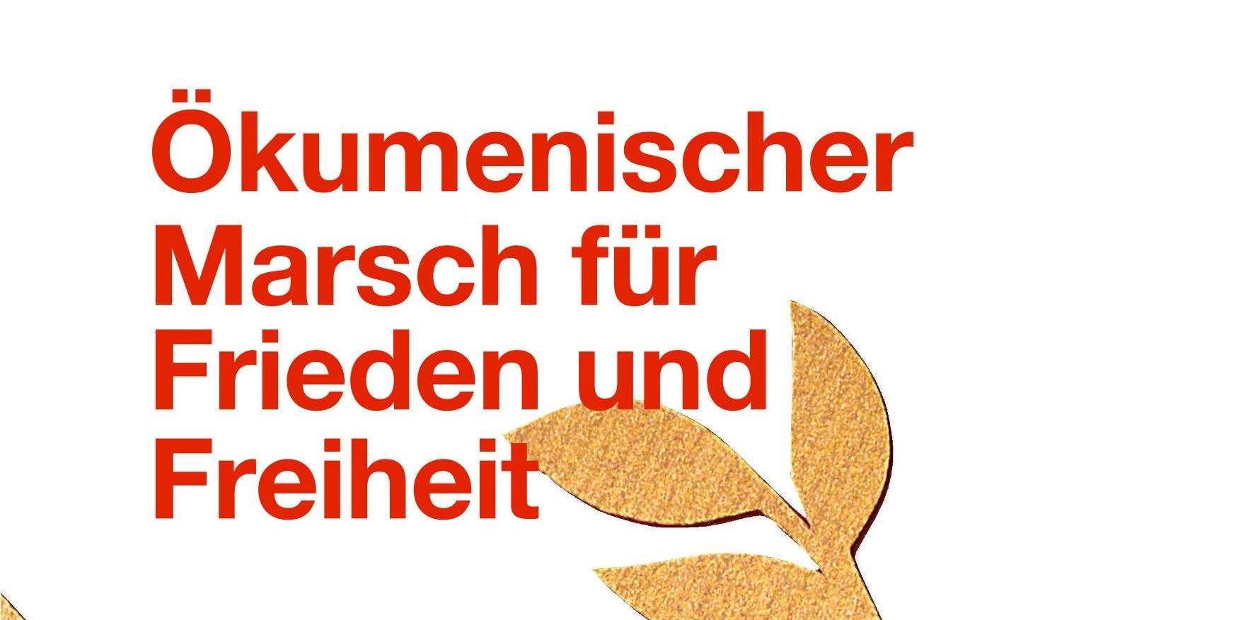 Plakat zum Friedensmarsch in Wadern mit einer Friedenstaube im Hintergrund